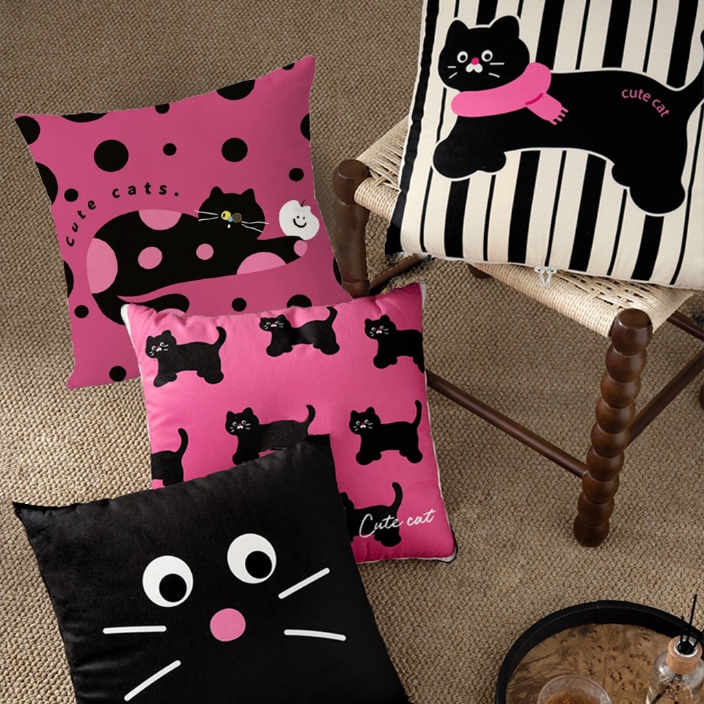 🏷️[Home] ปลอกหมอน ปลอกหมอนอิง โซฟา cute cat Sofa 45*45cm ปลอกหมอนอิง นุ่มสบาย ผ้าปูที่นอน สําหรับตกแต่งบ้าน