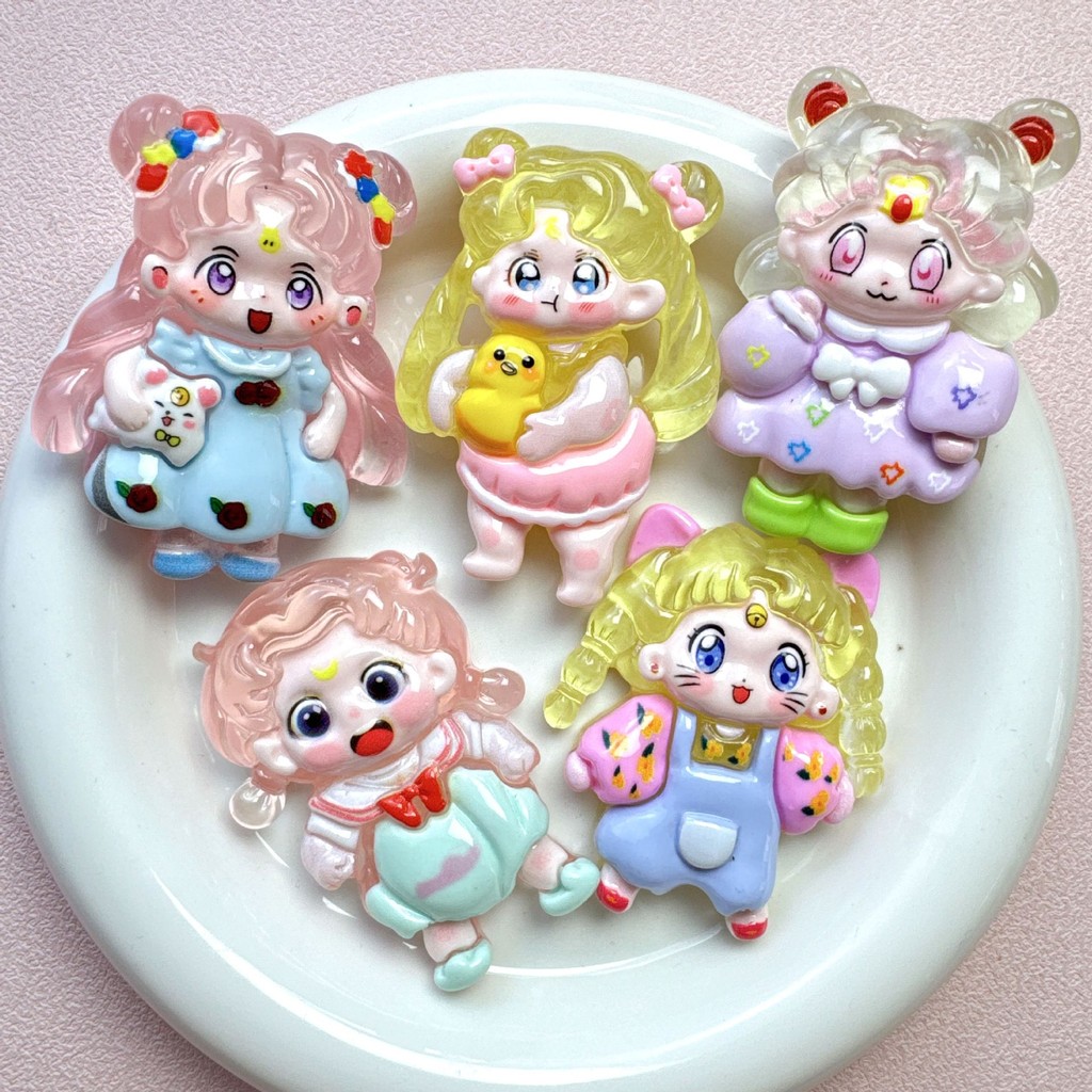 เครื่องรางเรซินขนาดใหญ่ Sailor Moon Girls สำหรับงานฝีมือ DIY