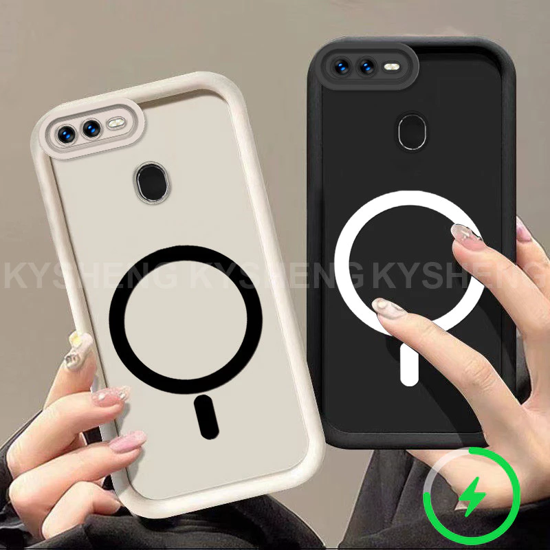 สําหรับ OPPO A5S A12 A7 f7 F9 PRO เคสโทรศัพท์ชาร์จแม่เหล็ก Simple anti drop ถุงลมนิรภัยซิลิโคน TPU soft shell 012
