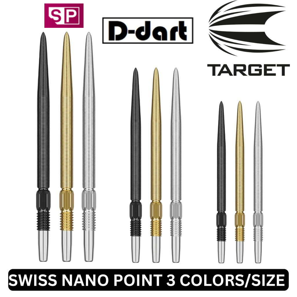TARGET Dart Point - SWISS NANO POINT BLACK/GOLD/SILVER REPLACEMENT STEEL DART POINT 3 ชิ้น/แพ็ค