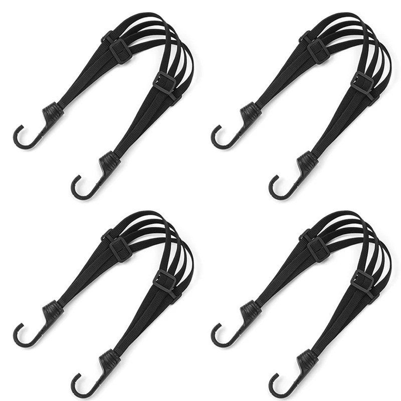 รถจักรยานยนต์ที่นั่งด้านหลัง Tie Bungee Cord 4 ชิ้น 60 ซม.หมวกกันน็อค-Fixing-Rope Hook Universal กระเป๋าเดินทางเชือกคงที่