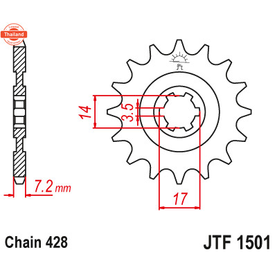 สเตอร์หน้า KLX150BF/KLX140R/KLX140G/KLX140L/KLX140RF/KLX140/RLKLT110/KLF110 ขนาด 428