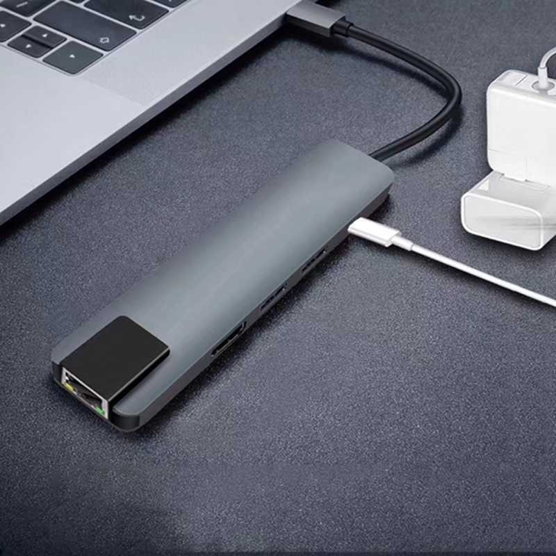 SAKHSHP EDUP USB Type C Hub 5 in 1 LAN HDTV ผ่านการชาร์จ - YC-206