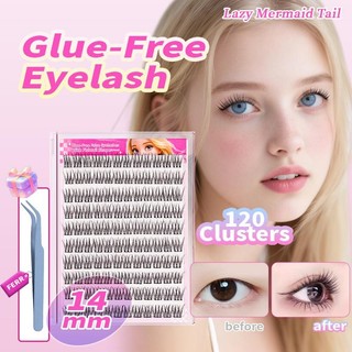【COD Free Tweezers】 100-120Cluster Eyelash Extension No Need Glue ClusterLashes Glue Free 14 mm D