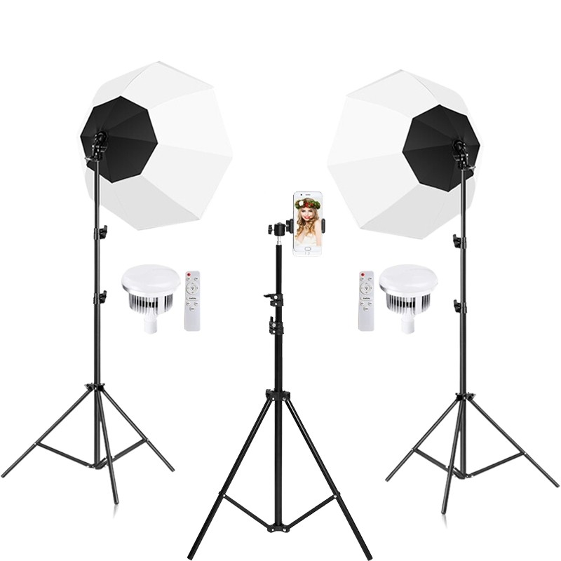 Cellphone ไลฟ์สด 85W/300W ไฟไลฟ์สด สตูดิโอถ่ายภาพ ไฟต่อเนื่อง ไฟสตูดิโอ ไฟถ่ายรูป 70cm Softbox Studi