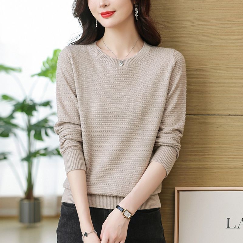 เสื้อสเวตเตอร์คอกลมสำหรับผู้หญิง ดีไซน์ใหม่สำหรับฤดูใบไม้ผลิและฤดูใบไม้ร่วง ในสไตล์ยุโรปหลวมๆ