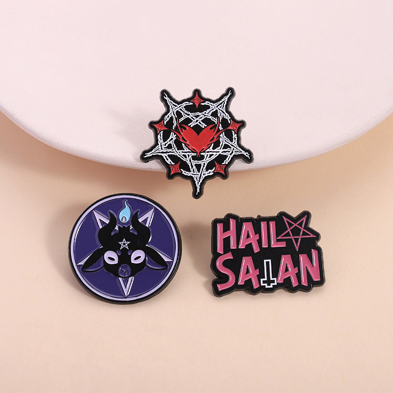 เข็มกลัดโลหะสไตล์โกธิคมืด สัญลักษณ์ซาตานิค เครื่องประดับแฟชั่นสําหรับเสื้อผ้า กระเป๋า ของขวัญ