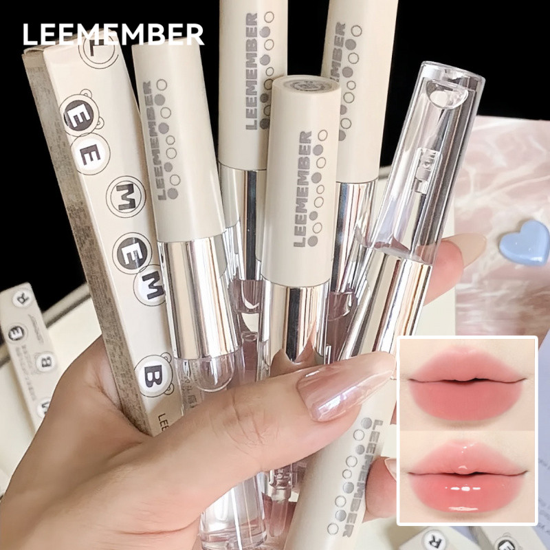 LEEMEMBER ลิปกลอส สองหัว ลิปกลอส ให้ความชุ่มชื้น กระจกเบลอ ลิปกลอส