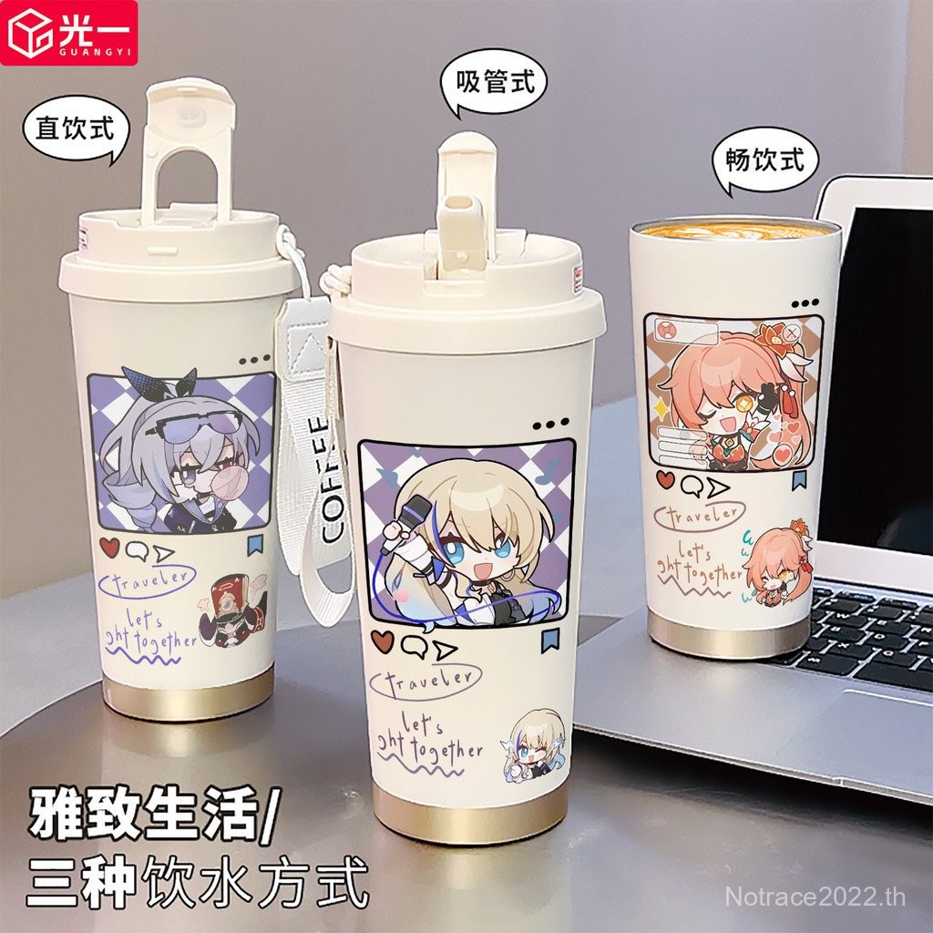 ★Star Rail★Firefly & Kafka ถ้วยกาแฟถ้วยเก็บความร้อนความจุขนาดใหญ่สแตนเลส