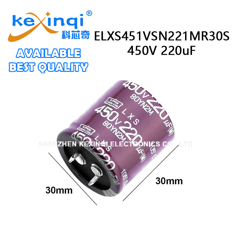 (1 ชิ้น) 450V 220uF D30xL30 มม.1.18x1.18in ELXS451VSN221MR30S CC Snap-In ตัวเก็บประจุอลูมิเนียมอิเล็