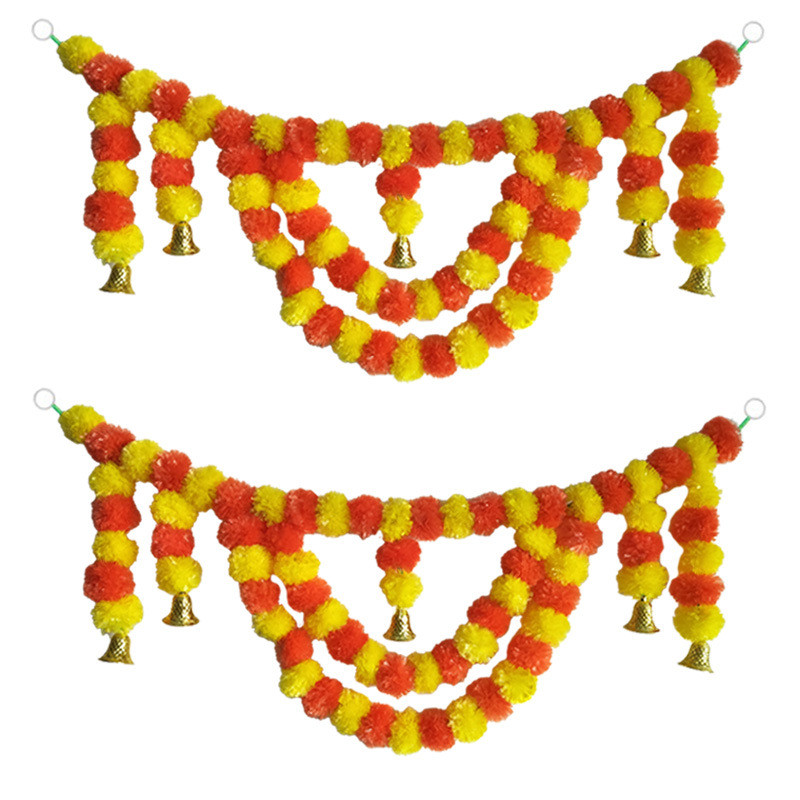 2025 ของประดับ Diwali Happy Deepavali Festival Decor Marigold Indian-style Combination Flower String