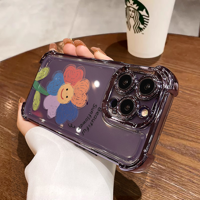 3 In1 ดอกไม้ที่มีสีสันสําหรับ Vivo X60 X70 X80 X80PRO X90 X90 PRO X100 X100PRO X100s PRO X100S เคสโทรศัพท์เคสโทรศัพท์ Soft Anti fall กรณีป้องกัน