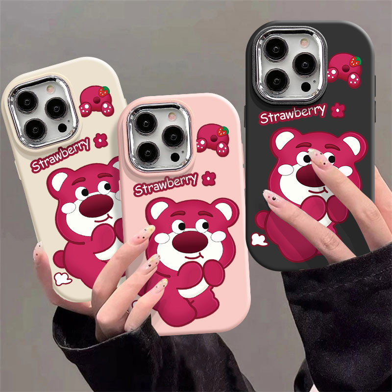 SAMSUNG Ka Ai สตรอเบอร์รี่หมีสําหรับSamsung A21S A23 A32 A33 A34 A35 A55 A50 A50S A30S A51 M40S A52 