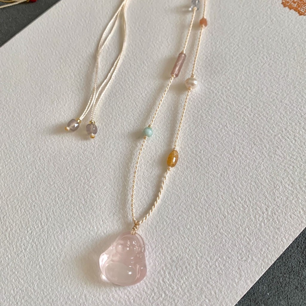 手工 ถักอเนกประสงค์项链女锁骨链可调节公平扣精百项链手视绳สร้อยคอทอมือหญิงกระดูกไหปลาร้าโซ่ปรับพุทธsdf