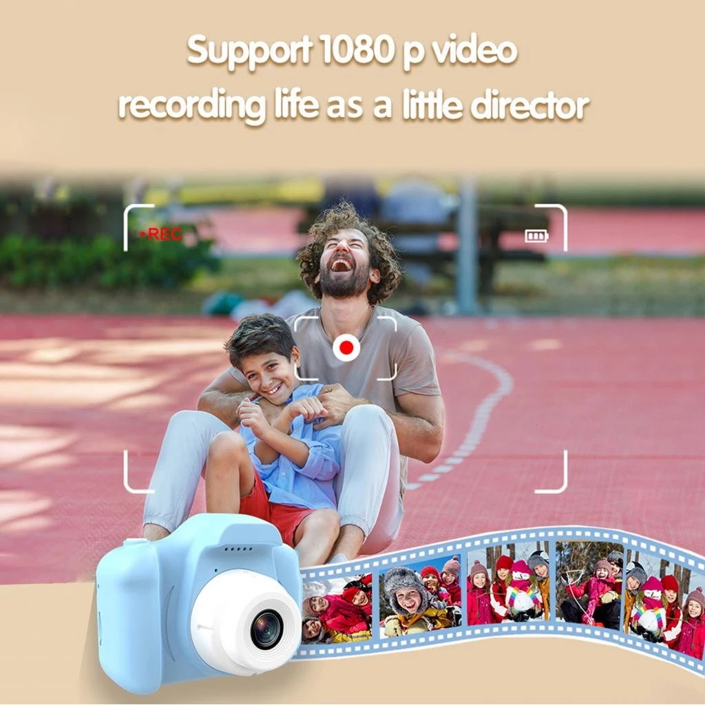 กล้องถ่ายรูปดิจิตอลเด็ก 48MP HD 1080p หน้าจอ 2.0 นิ้ว เลนส์คู่พร้อมการ์ด 32GB thumbnail 6