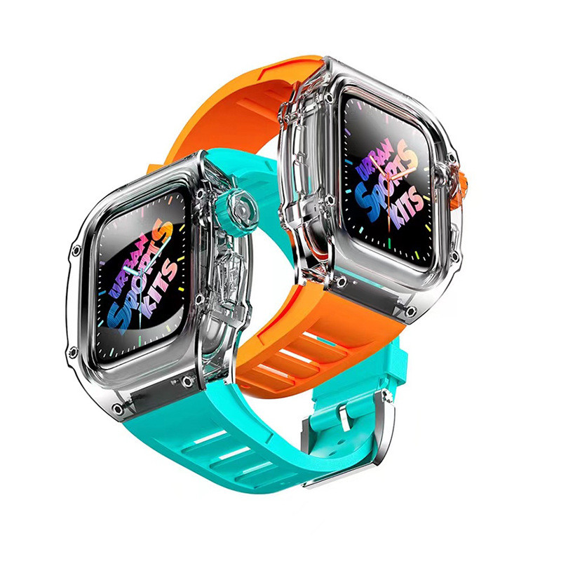 改装AppleWatch护套适用苹果手表S876表带iwatch透明表框保护壳