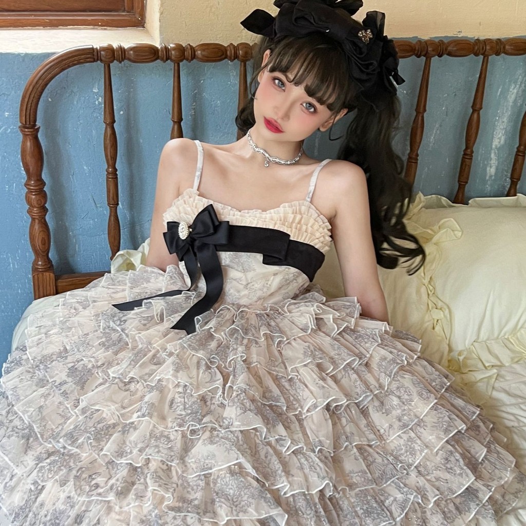 กระโปรง Lolita แบบกระโปรงเค้ก jsk ของแท้ สำหรับคอสเพลย์ Wonderland Travels