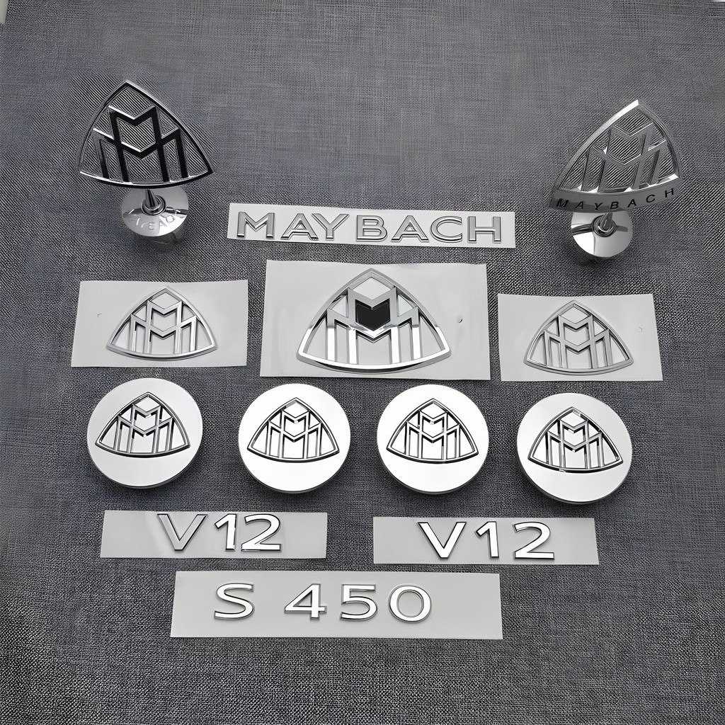เหมาะสําหรับโลโก้รถ Maybach S480 S580 S680 GLS480 600 ยืนมาตรฐานด้านหลังโลโก้ Hub Cap การปรับเปลี่ยน
