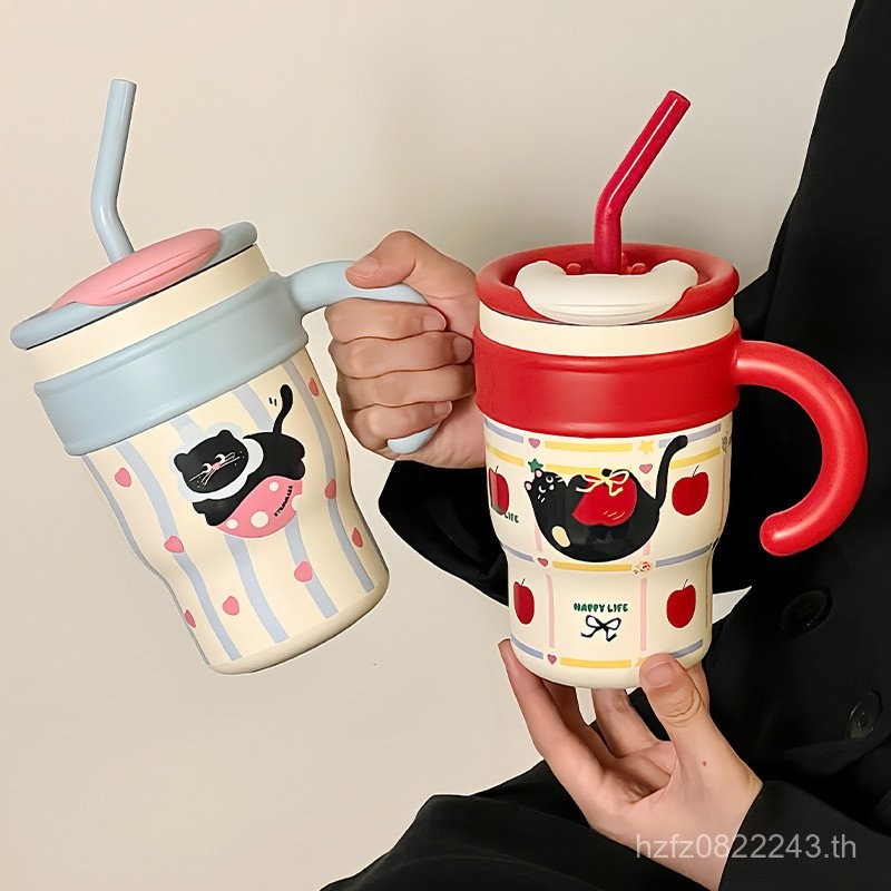 Ml ถ้วยเก็บความร้อนเครื่องดื่ม 700 สีฟ้า ins สไตล์ใหม่ Influencer เครื่องดื่มสไตล์เกาหลีถ้วยน้ําคู่น