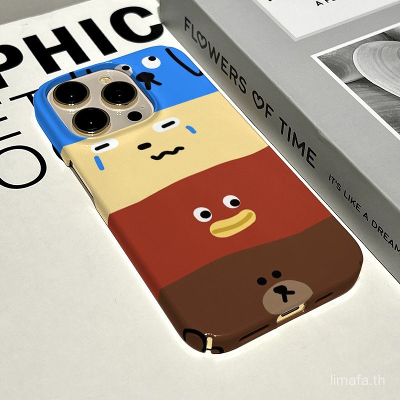 เคสโทรศัพท์การ์ตูนหมีหมีอิโมติคอนเปิดปุ่มเหมาะสําหรับiPhone 16promax 15 14 13 promax 12pro xr xs 11promax 14plus Hard Caseกันกระแทกป้องกันWEJT