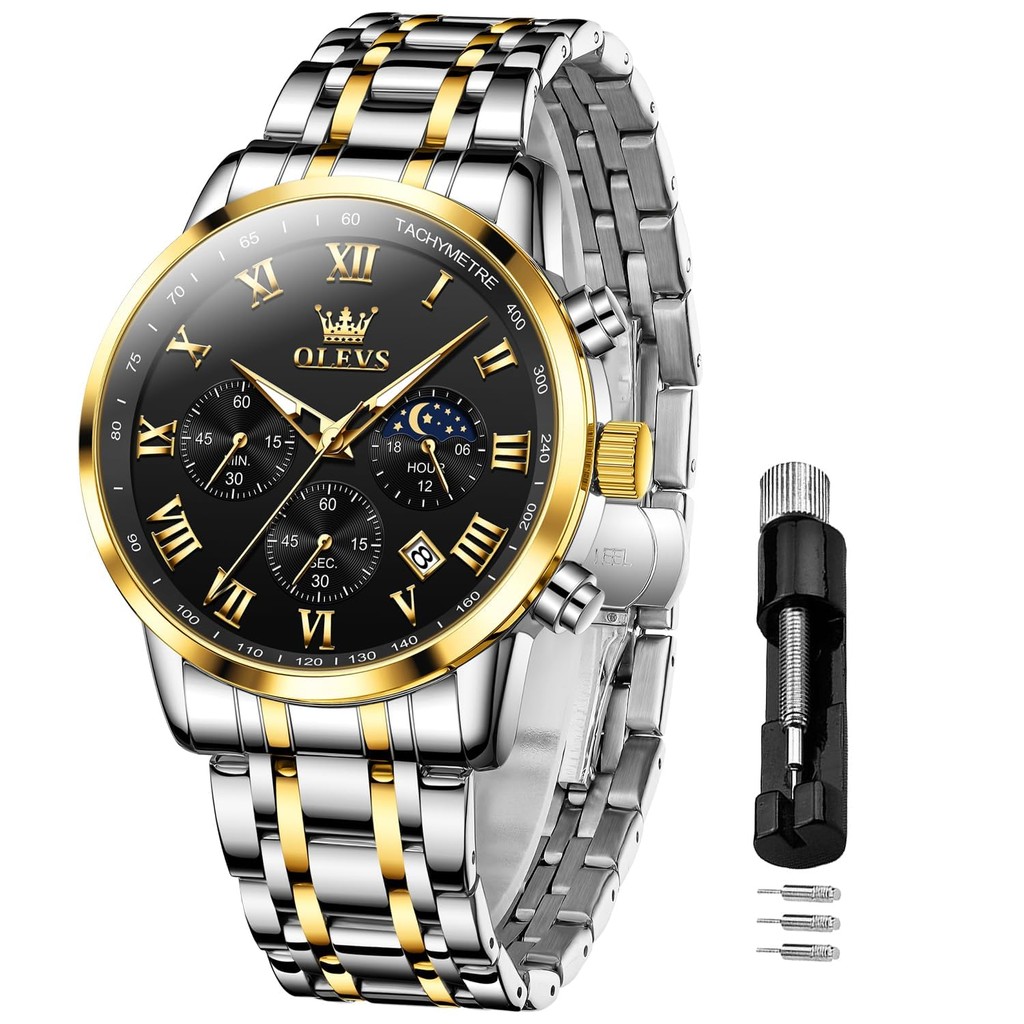 OLEVS  Watch Stainless Steel Band Quartz  Date      Classic Watch  Men   ed