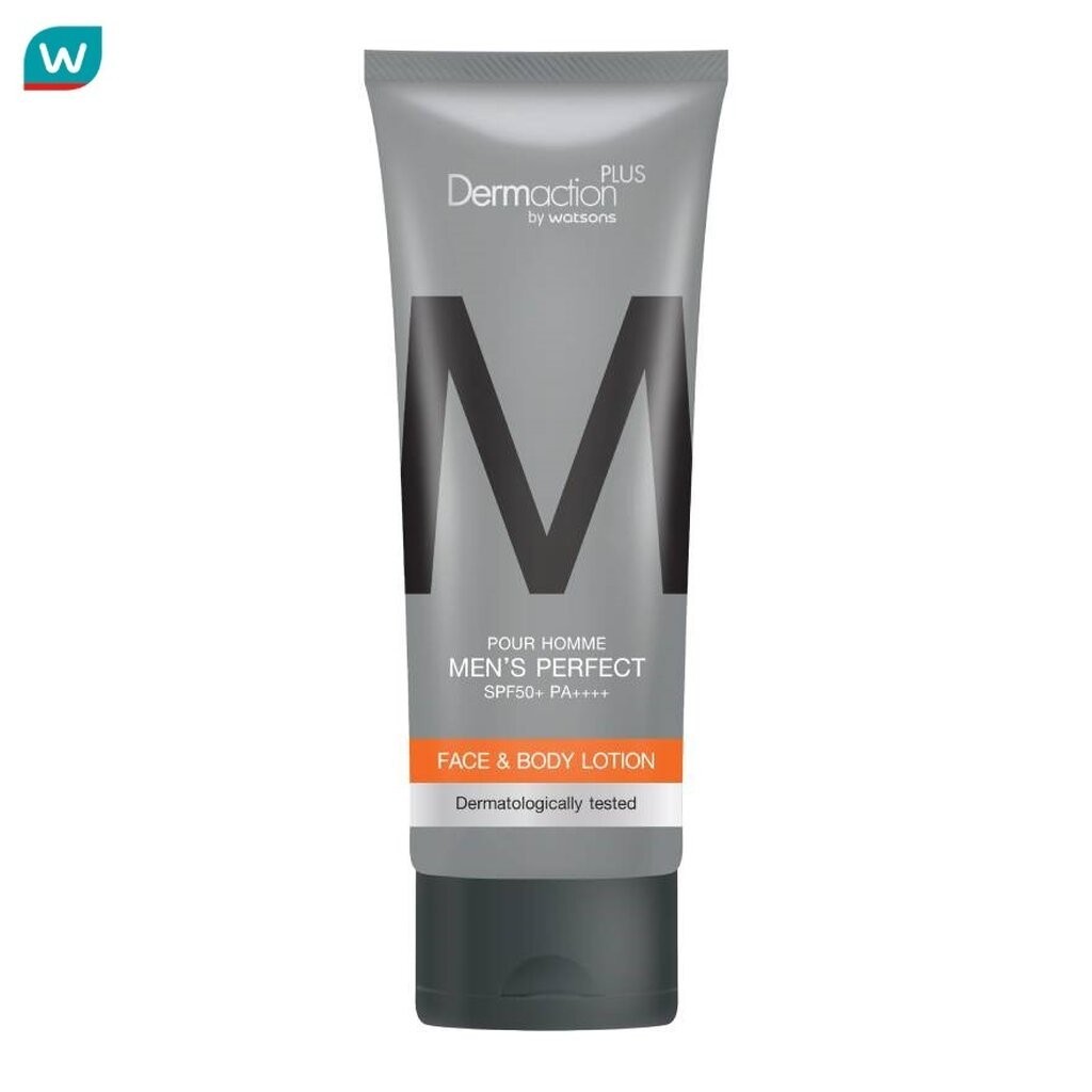 Dermaction Plus by Watsons เดอมาแอคชัน พลัส บาย วัตสัน พัว ออมม์ เมนส์ เพอร์เฟค เฟสแอนด์บอดี้โลชั่น SPF50+PA++++