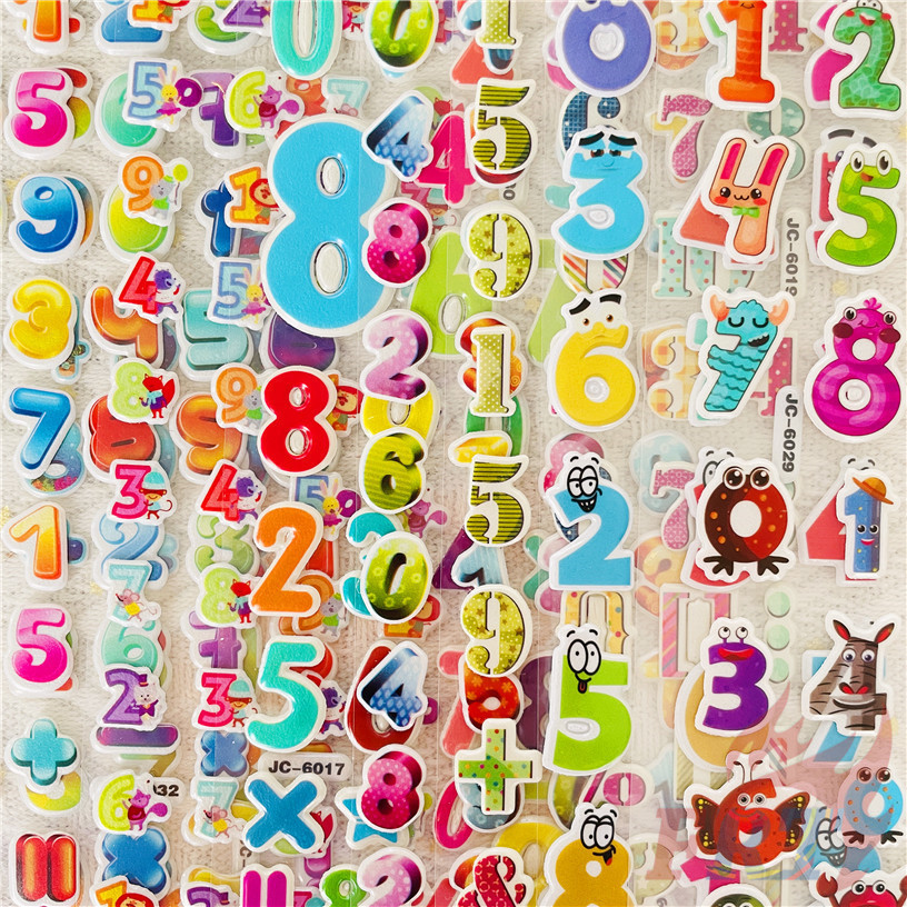 8sheepts Numbers Q-1 DIY สติ๊กเกอร์รางวัล สติ๊กเกอร์ฟองพอง 3D ของเล่น Waterpoof สติ๊กเกอร์ PVC