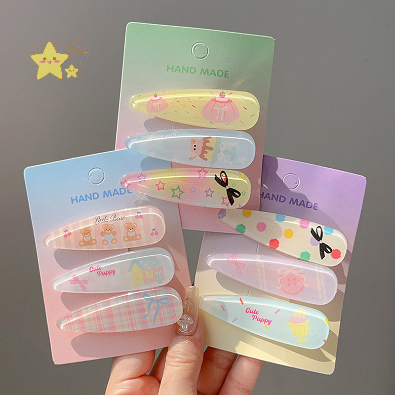 [JBTH] 3 ชิ้น/เซ็ต Candy สีผม Bang คลิปฤดูร้อน Hairpin อะคริลิค Barrette ผมด้านข้าง Clamp สําหรับเครื่องประดับผมสาว [JB]