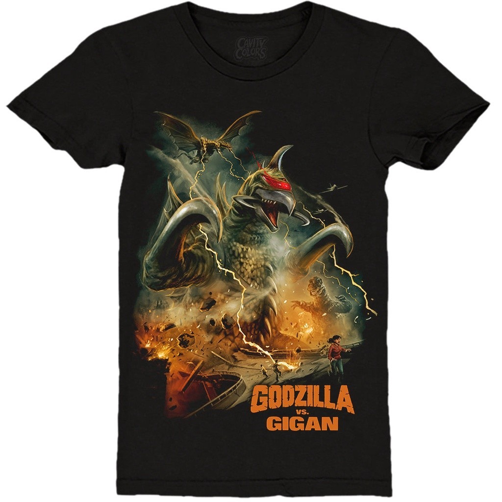 เสื้อยืด Halloween GODZILLA VS. GIGAN เสื้อยืดไม่ต เกาหลี การ์ตูน oversize สไตล์ สินค้ามาใหม่ สวยๆ