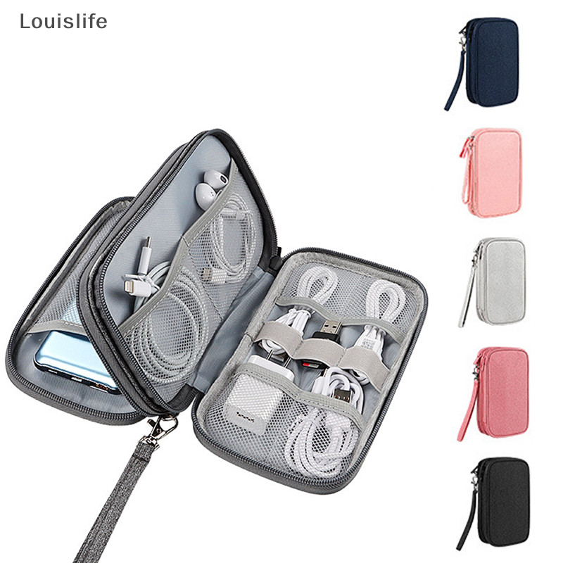 Llph Travel Cable Organizer กระเป๋าอุปกรณ์อิเล็กทรอนิกส์พกพาแบบพกพากันน้ําสองชั้นกระเป๋าเก็บสําหรับสายไฟ LLP