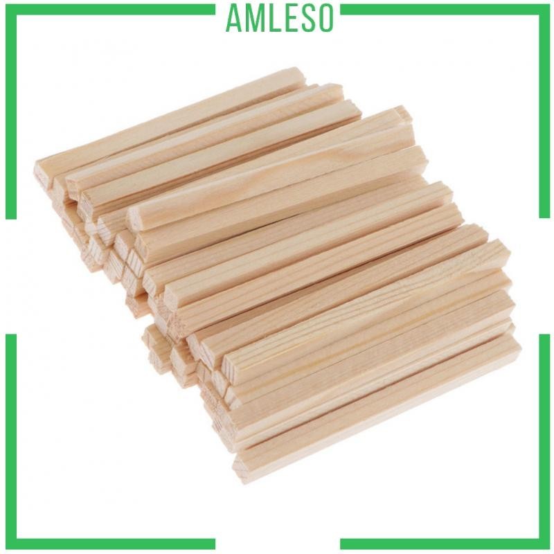 [Amleso] บล็อกไม้ 50x แท่งไม้เบสเปล่า Whittling ทํางานฝีมือศิลปะ DIY