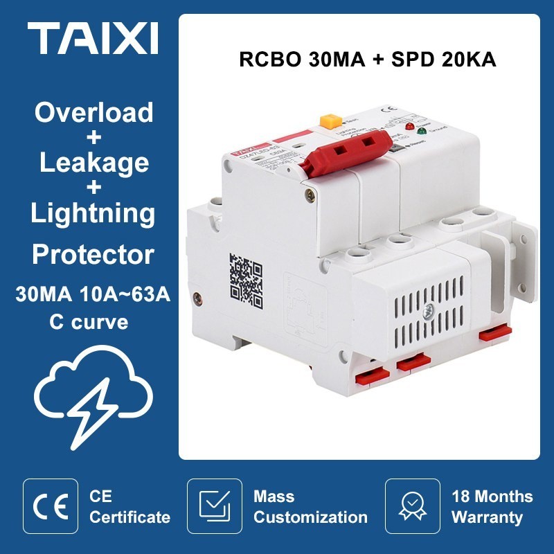 ✵SPD Residual Current Circuit Breaker With Surge Protector RCD RCBO RCCB 16A 20A 32A 63A Mian Switch