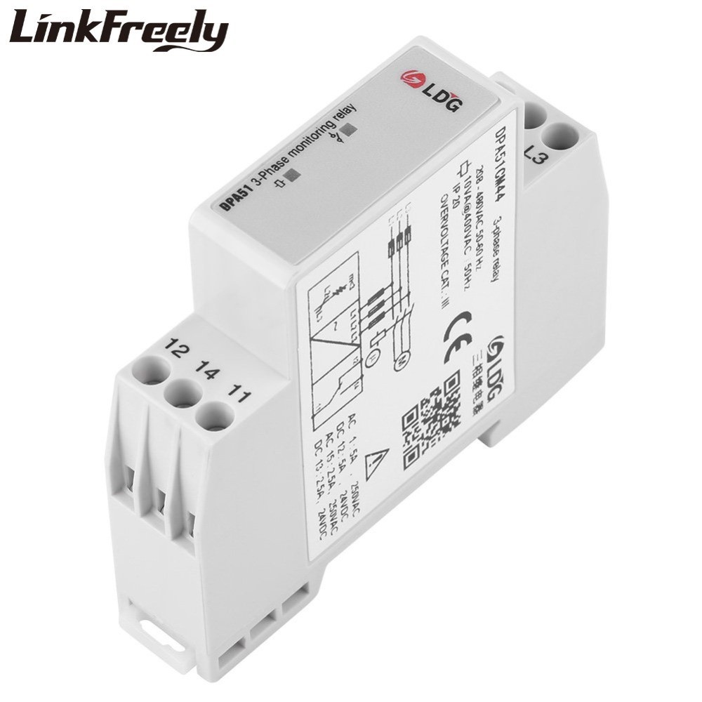 ✧DPA51CM44 3 Phase Sequence Protection Relay Module & Board 5A 24V DC 250VAC Phase Failure Monitorin