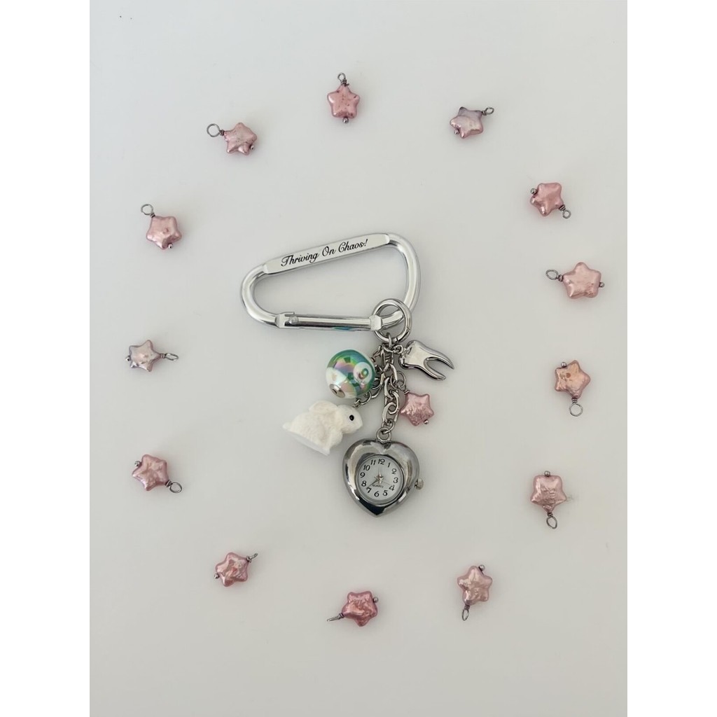 Limited edition~สินค้าแฟชั่นเฉพาะกลุ่มเกาหลี Alices Adventures in Wonderland pocket watch พวงกุญแจจี้กระเป๋ากระต่าย