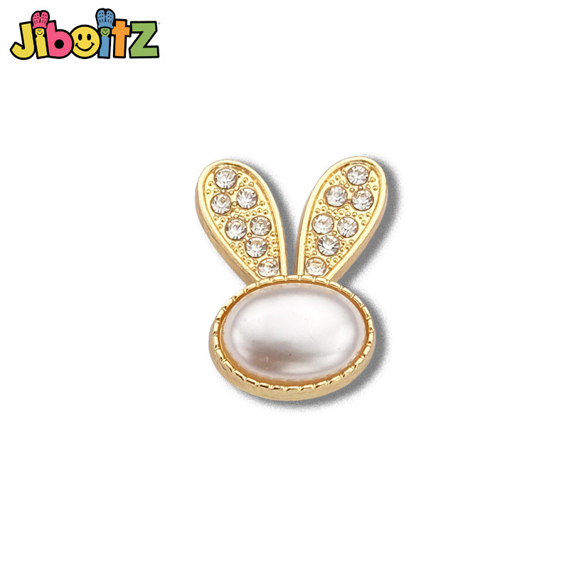 Jibbitz Crocs Charms โลหะ, หัวเข็มขัดรองเท้า DIY, ไข่มุก เพชร, อุปกรณ์เสริมรองเท้ารู