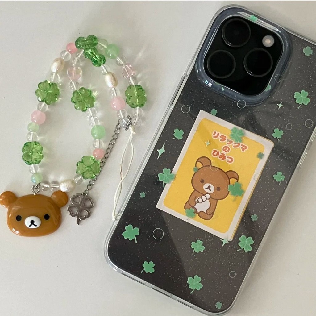 Glitter Four-leaf Clover เหมาะสําหรับ Apple 15/14/13pro เคสโทรศัพท์ 12/11 Soft xr/xs Shock-proof 7plus/8plus เคสโทรศัพท์โปร่งใส