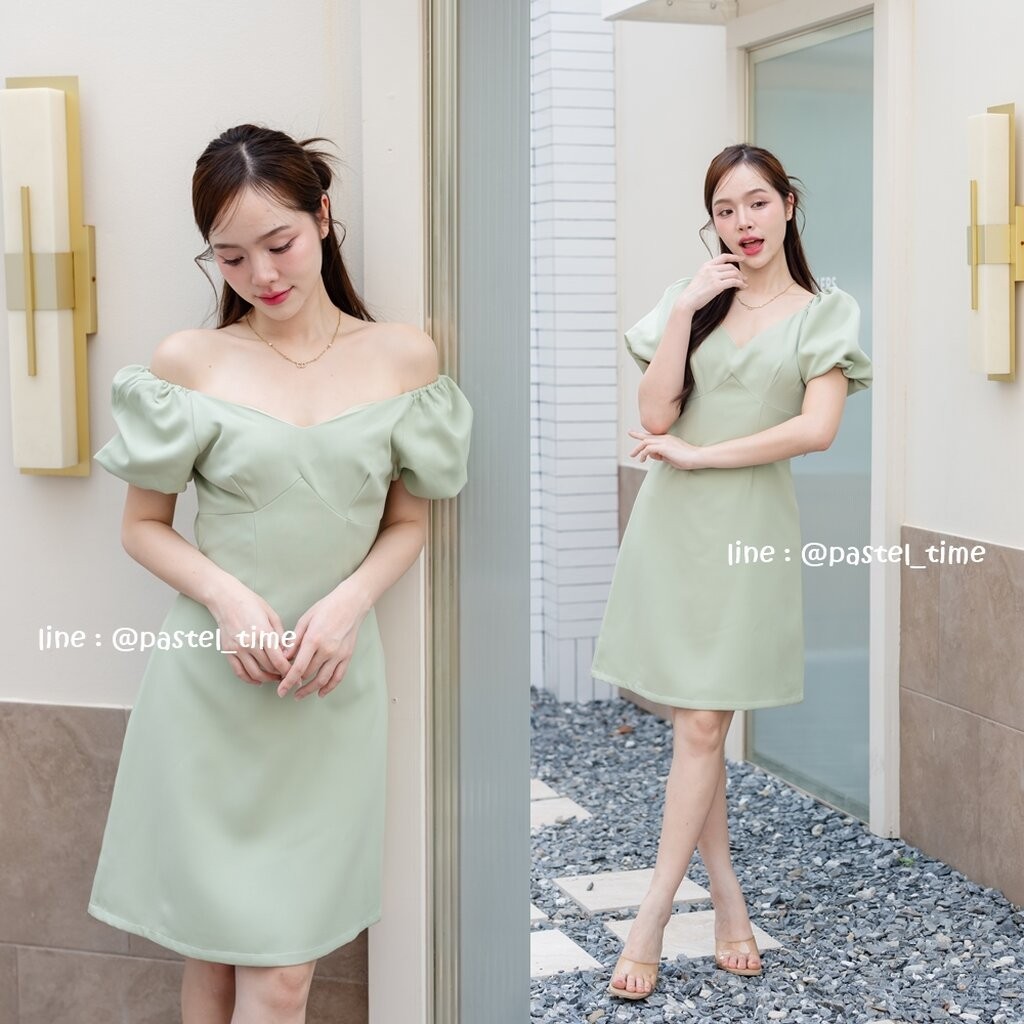 Amber 2in1 Dress : สีเขียวมัทฉะ [Made by Pastel Time]