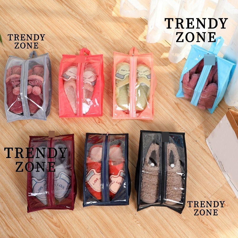 Trendyzone ที่เก็บรองเท้า, กระเป๋าเก็บรองเท้ากันน้ําแบบตาข่าย, รองเท้าฝาครอบป้องกันกันฝุ่น PVC กันความชื้นแบบพกพา