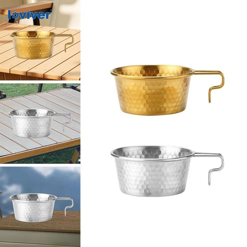 [Loviver] Camping Bowl เครื่องครัวไม่ติดสแตนเลสสําหรับห้องครัวบาร์บีคิว