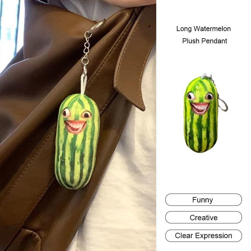 aidderse.th Long Watermelon Plush Pendant Creative Key Chain จี้ของเล่นตลก-