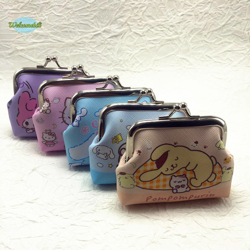 SANRIO [Welcomebili] 1pcหูฟังเหรียญกระเป๋าเก็บแบบพกพาsanrio Kuromi Hello Kittyกระเป๋าเงินเหรียญเล็กๆDIYจี้น่ารักPUกระเป๋าสตางค์หัวเข็มขัดขนาดเล็กใหม่