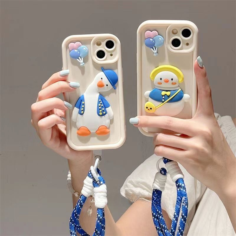 3d บอลลูนเป็ดสําหรับVivo V30E Y28 4G Y38 5G V20 V21E Y73 4G Y03 Y18E Y35 Y51 Y31 Y03 4G Y22 Y22 Y22Sการ์ตูนปกสั้นAnti-Fallเคสโทรศัพท์น่ารัก