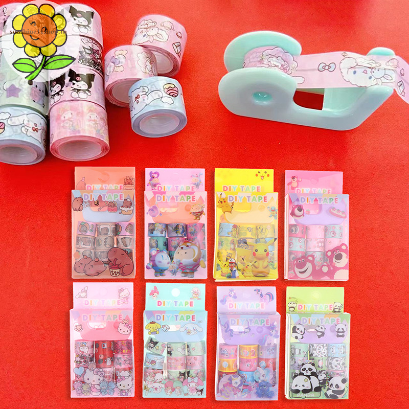 Sunshop 12 ชิ้นใหม่การ์ตูน Sanrio Kuromi Diy กระดาษเทปน่ารักสาวรูปแบบเทปมือชุดสติกเกอร์ Kawaii นักเรียนโรงเรียนเครื่องเขียนอุปกรณ์ TH