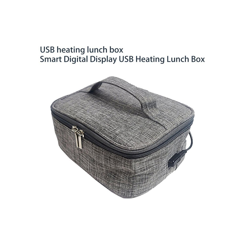 [Lszcx6l] Usb กล่องอาหารกลางวันอุ่นกระเป๋าคอนเทนเนอร์ผ้า Oxford สําหรับ Camping มีซิป สีเทาสะดวกสําหรับผู้ใหญ่นํากลับมาใช้ใหม่
