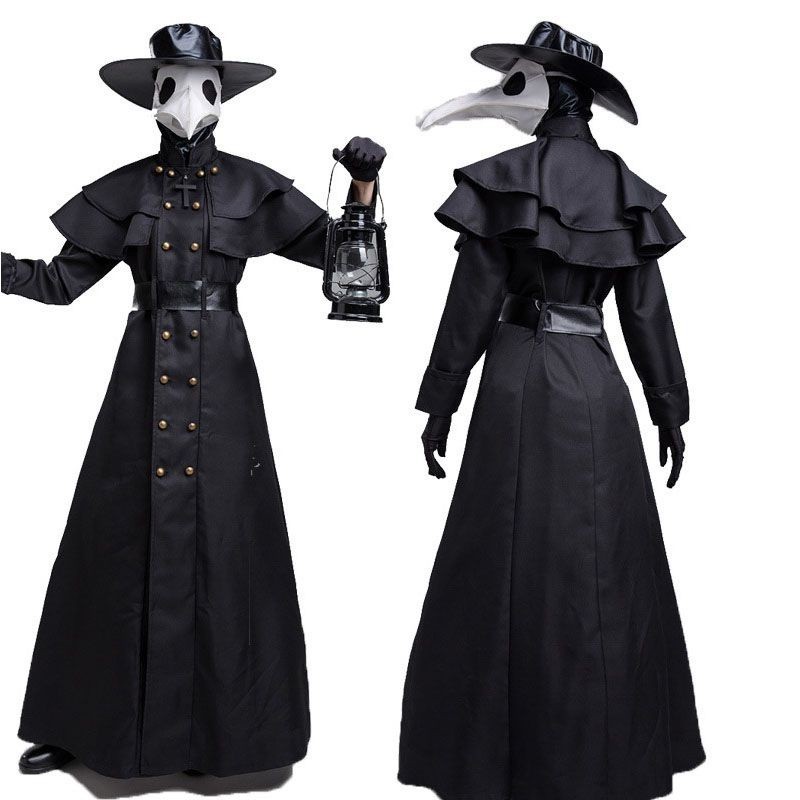 Zst Plague Doctor เครื่องแต่งกายหน้ากาก Black Death Witch คอสเพลย์ฮาโลวีนเครื่องแต่งกายสําหรับชาย Punks หน้ากาก