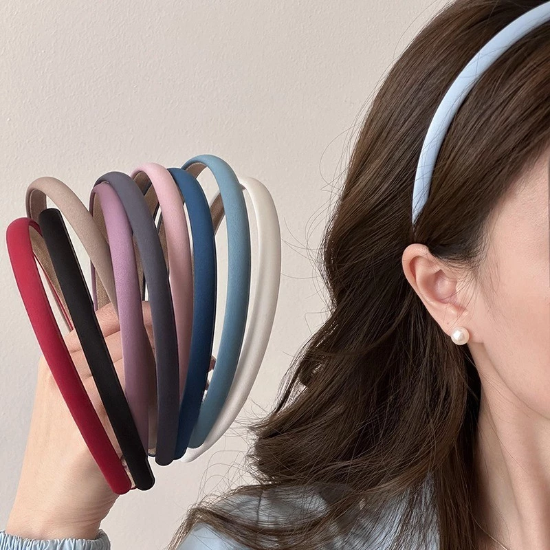 Ins ยอดนิยมเกาหลีบางวินเทจซาติน Headwear ที่คาดผมสําหรับผู้หญิงสาว