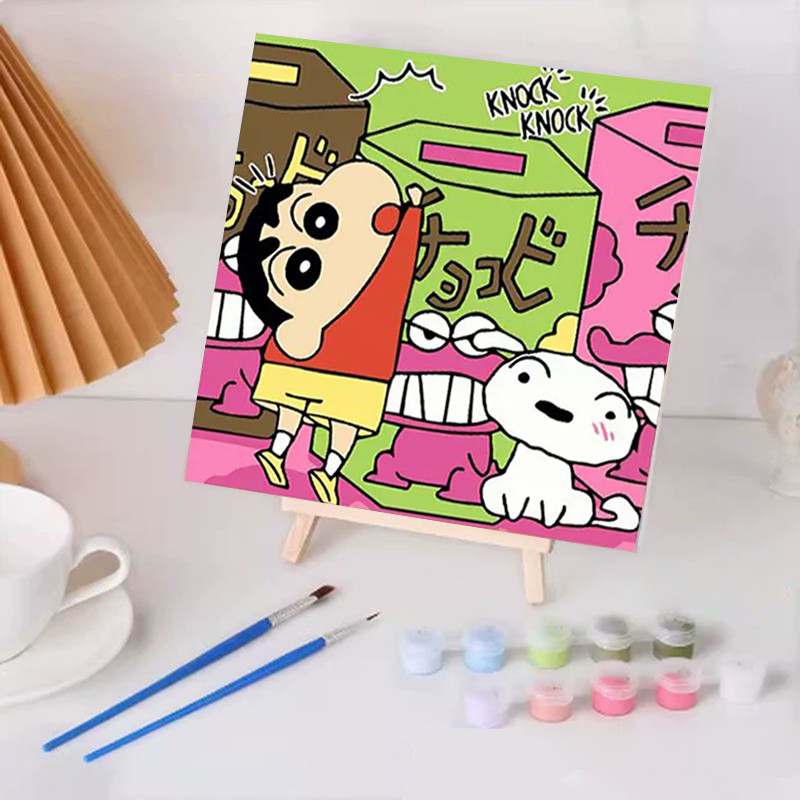 มีกรอบ ระบายสีตามเลข 20*20CM Crayon Shin-chan DIY ภาพวาดสีน้ำมันดิจิตอล จัดส่งทันที - รูปที่ 6