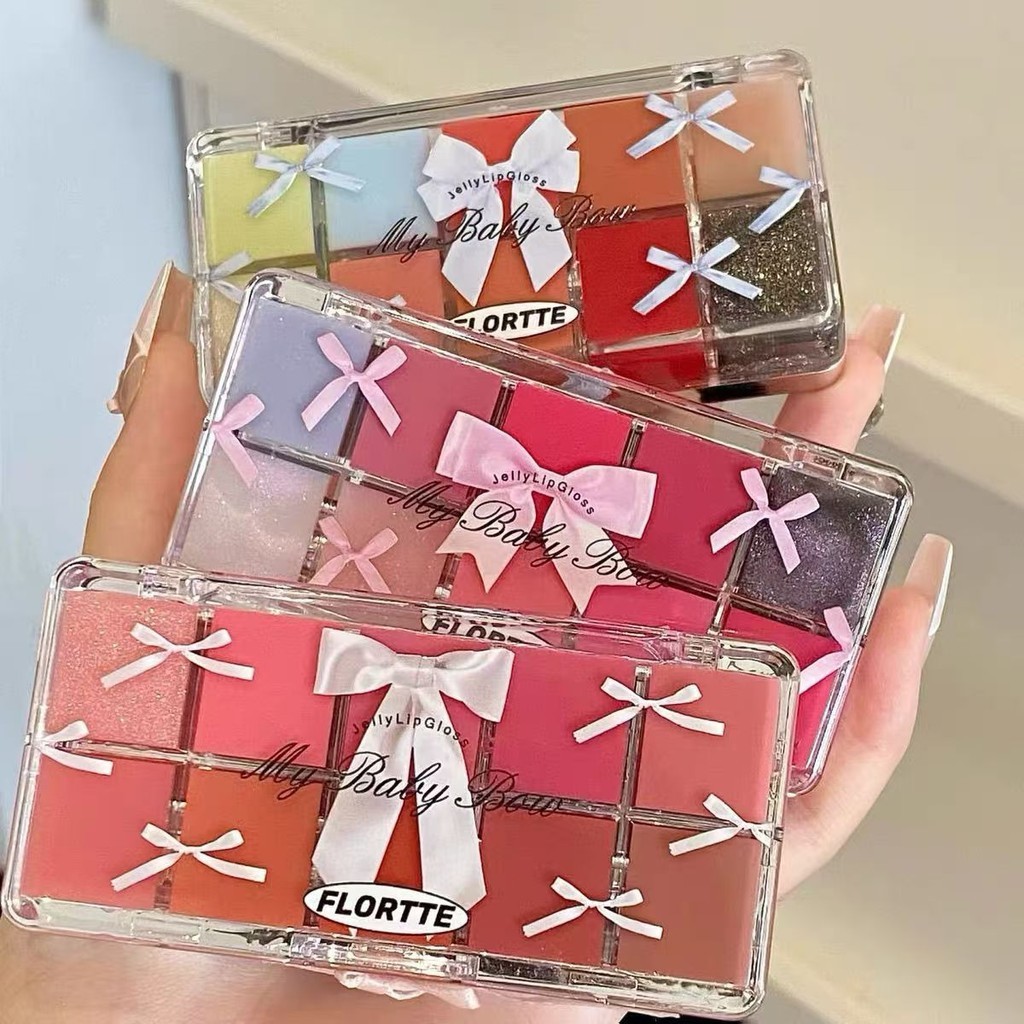 Flortte Beat Princess Series Ten Color Lip Palette 花洛亚 Princess Series 十色调色盘 Naturally Brighten Skin Tone Long-lasting Moisturizing Shaping Lip Glaze Lip Makeup