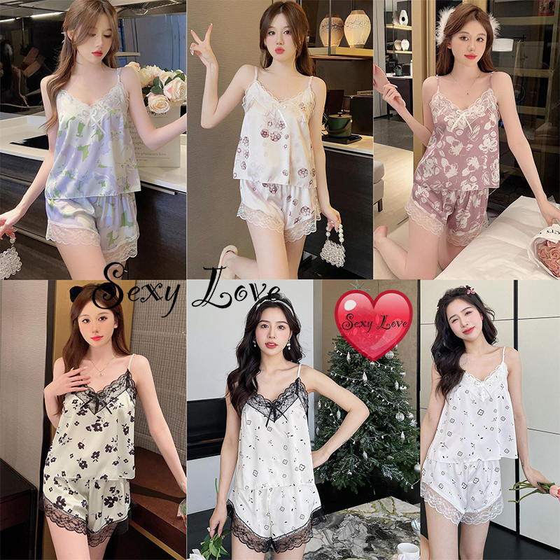 Sexy Love ชุดนอนผ้าซาติน สำหรับผู้หญิง ผ้าคุณภาพสูง ราคาถูก ส่งจากไทย 10สี