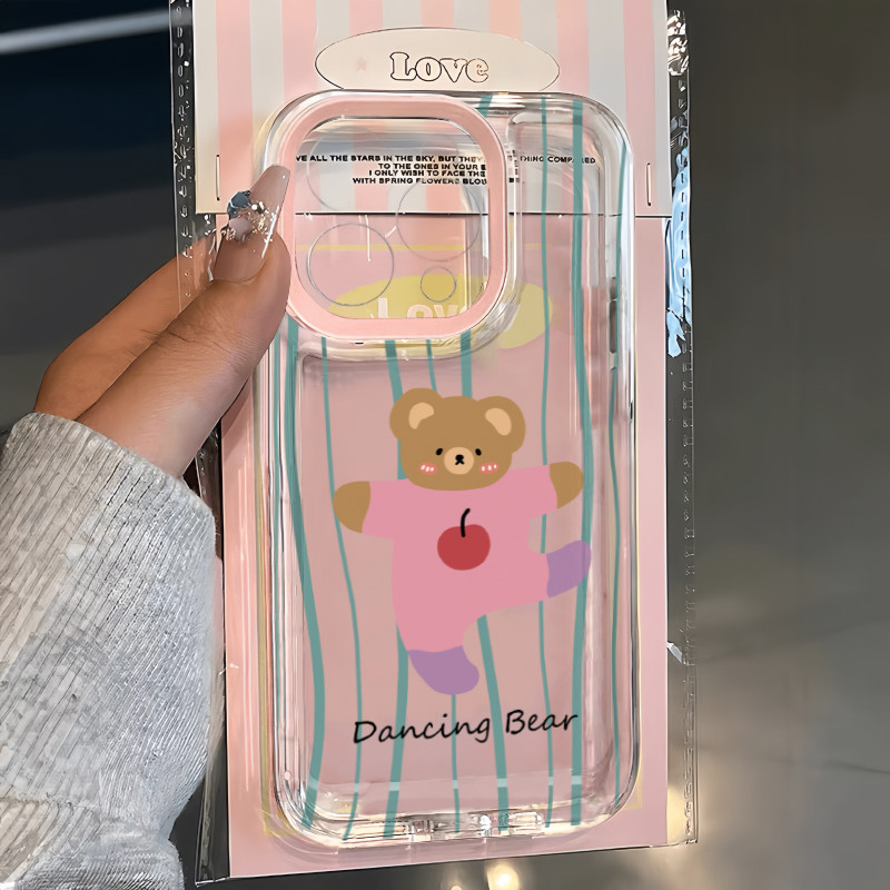 Ins น่ารักลายรักหมีเคสโทรศัพท์โปร่งใสสําหรับ iPhone 16 Promax 15 Promax 12 13 Mini 14plus 11 Pro Max X XS XR XS Max 7 8 plus Se2020 6G 6Plus